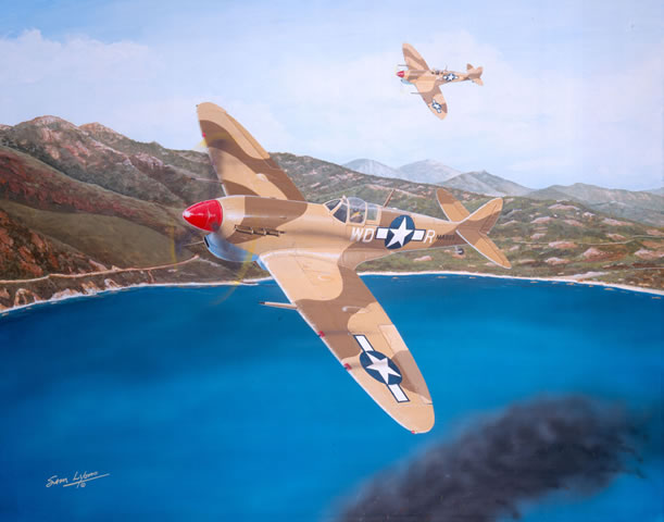 "Hoover's Fighting Spitfire"-Sam Lyons-Spitfire Bob Hoover World War II Art